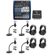 Presonus AR8 Podcast Studio Bundle w/Mics+Samson Headphones+Gooseneck Stands