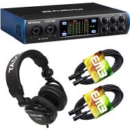PreSonus Studio 68c USB-C Audio Interface with 4 XMAX Preamps and Bluetooth Headphone with Pair of EMB Professional XLR Cable and Gravity Mobile Bracket Extra Bundle