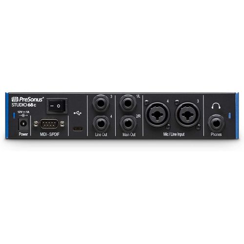  PreSonus Studio 68c USB-C Audio Interface with 4 XMAX Preamps and Bluetooth Headphone with Pair of EMB Professional XLR Cable and Gravity Mobile Bracket Extra Bundle