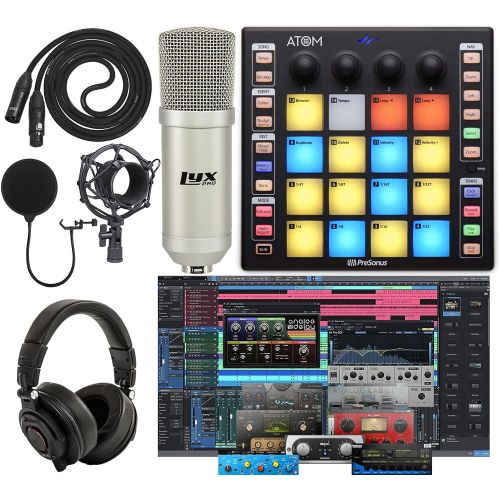  PreSonus ATOM Production/MIDI and Performance Pad Controller w/Professional Studio Microphone and Recording Kit