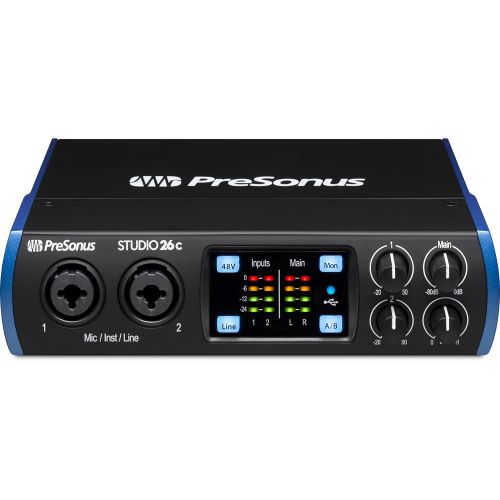  PreSonus Studio 26c 2x4, 192 kHz, USB-C Audio Interface, 2 Mic Pres-4 Line Outs