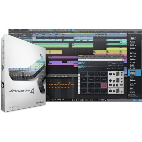  Presonus AudioBox 96 Audio Interface (May Vary Blue or Black) Full Studio Bundle with Studio One Artist Software Pack w/Eris 3.5 Pair Studio Monitors and 1/4” TRS to TRS Instrument