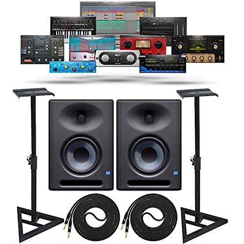  PreSonus Eris E5 XT Pair 2-Way Studio Monitors with EBM Wave Guide Design and Adjustable Stable Stands with 2 Cable Set