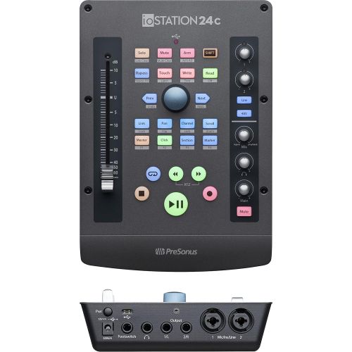  PreSonus ioStation 24c 2x2 USB-C Audio Interface & Controller, 2 Mic Pres-2 Line Outs-with Fader