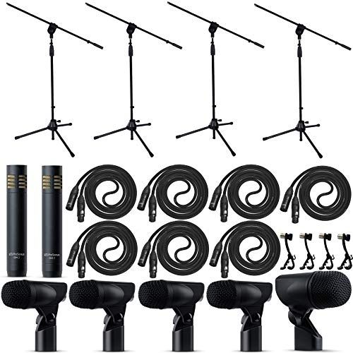  PreSonus 7 Piece Dynamic Drum Mic Kit - Kick Bass, Tom/Snare & Cymbals Microphone Set - for Drums Instrument - Complete with Adjustable Rim-Mounts, Mics Holder & Hard Case Stands a