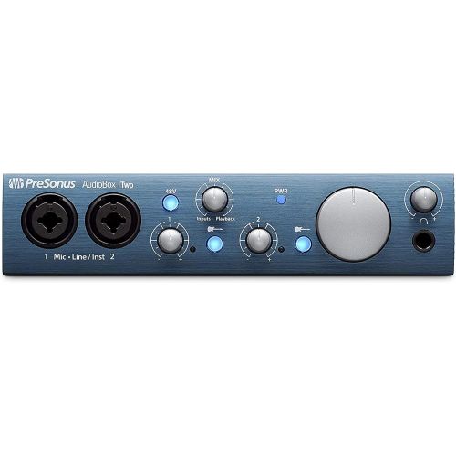  PreSonus AudioBox iTwo USB Audio Interface 2-in/2-out with 2 x XLR/TRS Combo Inputs, Studio One Artist DAW Software, Studio Magic Suite with Gravity Phone Holder and EMB XLR Cable