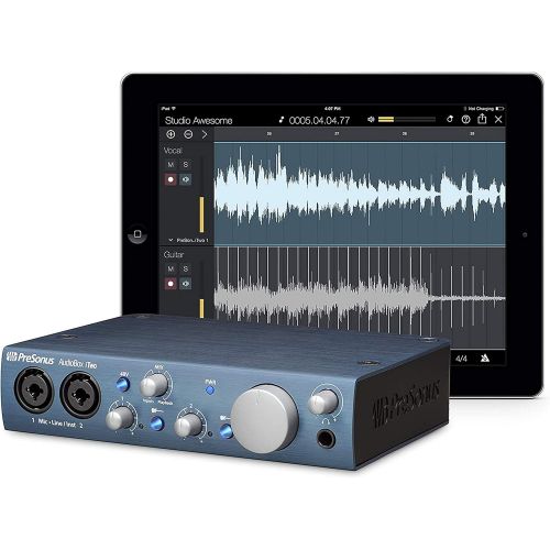  PreSonus AudioBox iTwo USB Audio Interface 2-in/2-out with 2 x XLR/TRS Combo Inputs, Studio One Artist DAW Software, Studio Magic Suite with Gravity Phone Holder and EMB XLR Cable