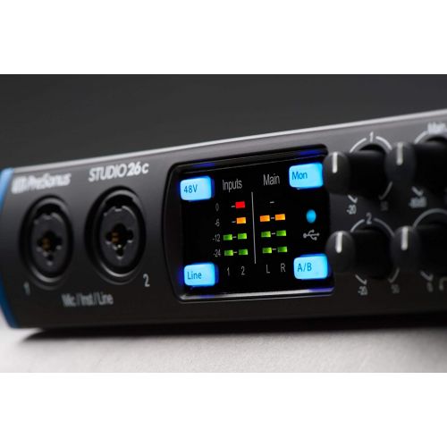  PreSonus Studio 26c 2x4 Audio Interface Bundle with XLR Cable, USB-C Adapter, and Austin Bazaar Polishing Cloth