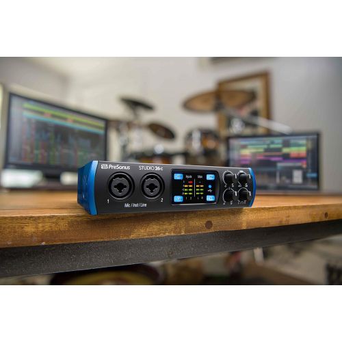  PreSonus Studio 26c 2x4 Audio Interface Bundle with XLR Cable, USB-C Adapter, and Austin Bazaar Polishing Cloth