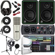 Presonus AudioBox 96 Audio Interface (May Vary Blue or Black) Complete Bundle with Studio One Artist Software Pack w/Mackie CR3-X Multimedia Monitors, Condenser Microphone, 1/4” In