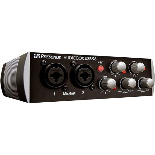  PreSonus AudioBox USB 96 Digital Audio Interface (Black) 96 kHz converters with USB interfaces Class A MIC/LINE/Instruments Preamps with Gravity Phone Holder and Bluetooth Headphon