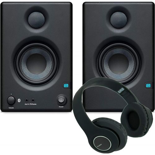  PreSonus Eris E3.5 BT-3.5-Inch Near Field Studio Monitors with Bluetooth 50W Power (25 W/Side) Class AB Amplification with EMB Professional Wireless Headphone Bundle