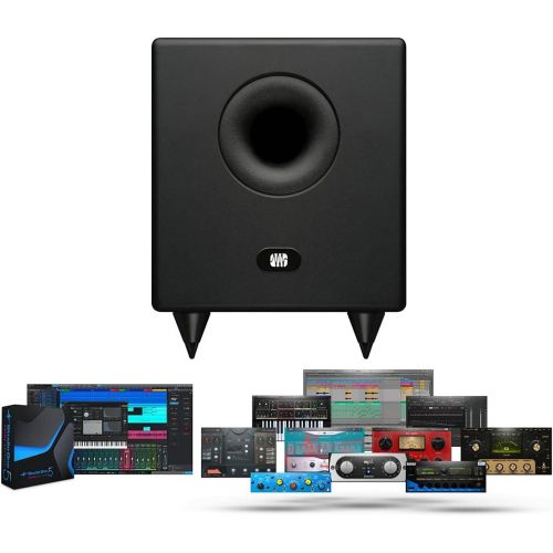  PreSonus 2x Eris E5 2-Way Active 5.25 Studio Monitor with Software Suite, Bundle with Temblor T8 Active 8 Studio Subwoofer