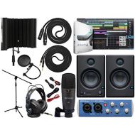 Presonus AudioBox 96 Audio Interface Bundle with Studio One Artist Software Pack with Eris 3.5 BT Pair 2-Way Bluetooth Monitors and 1/4” TRS to TRS Instrument Cable and Microphone