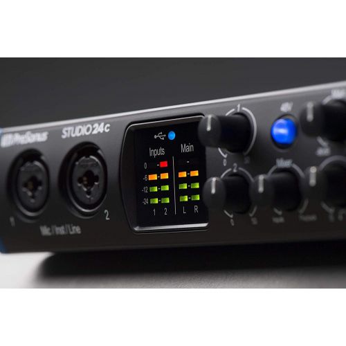  PreSonus Studio 24c 2x2 USB Type-C Audio/MIDI Interface with Mackie CR4-X BT Pair Studio Bluetooth Monitors 24 Pack Acoustic Soundproof Studio Foam Wedges Sound Insulation Panels