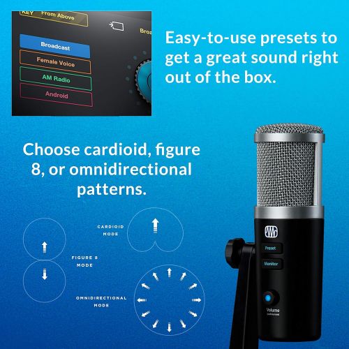  PreSonus Revelator USB Condenser Microphone for podcasting, live streaming, with built-in voice effects plus loopback mixer for gaming, casting, and recording interviews over Skype