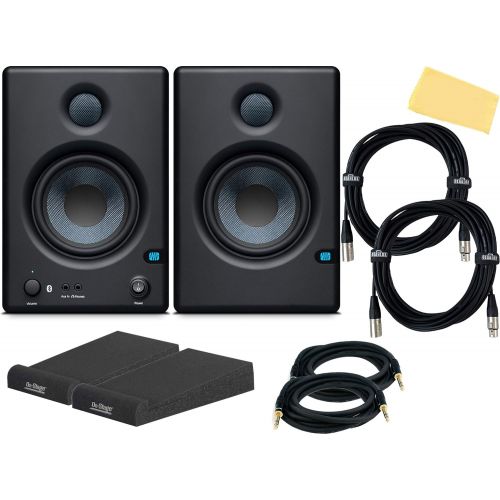  PreSonus Eris E4.5 Bluetooth 4.5 Active Media Reference Monitors with Bundle (Pair) with Gearlux XLR Cables, Isolation Pads, 1/4 TRS Cables, and Austin Bazaar Polishing Cloth