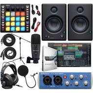 PreSonus AudioBox 96 Audio Interface (May Vary Blue or Black) Full Studio Bundle with Studio One Artist Software Pack, ATOM MIDI/Production Pad Controller, Eris 4.5 BT Pair 2-Way B
