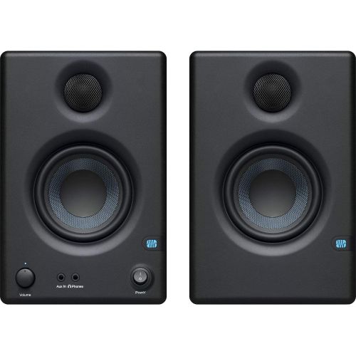  PreSonus Eris E3.5 3.5 2-Way 25W Nearfield Monitors (Pair) with PreSonus AudioBox iOne Recording Interface, (2) Isolation Pad & 5 TRS Audio Cable Bundle