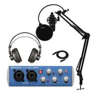 PreSonus AudioBox 96 Studio USB 2.0 Recording Interface Bundle with Headphones, Microphone, XLR Cable, Knox Studio Stand, Shock Mount and Pop Filter (4 Items)