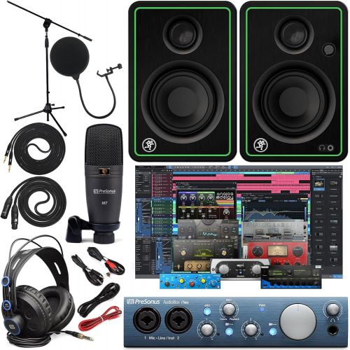  PreSonus AudioBox iTwo 2x4 Audio Recording Interface for USB/iPad and iOS Devices Studio Bundle with Studio One Artist Software Pack with Mackie CR3-X Pair Studio Monitors