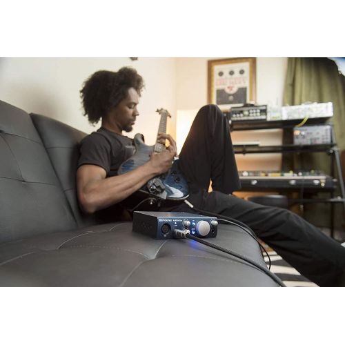  PreSonus AudioBox iOne 2x2 USB/iPad Audio Interface for Windows, Mac, and iOS Bundle with Blucoil Boom Arm Plus Pop Filter, 10-FT Balanced XLR Cable, and 10-FT Straight Instrument