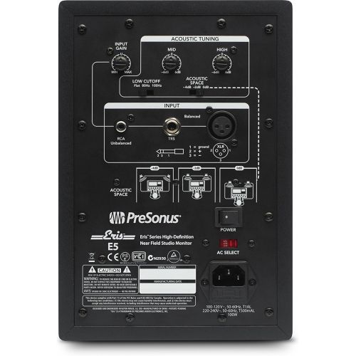  PreSonus Studio 24c 2x2 USB Type-C Audio/MIDI Interface with Eris E5 Pair Studio Monitors and 1/4” Instrument Cable and Microphone Isolation Shield