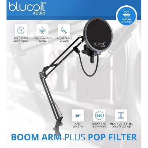  PreSonus ioStation 24c 2x2 192 kHz USB Audio Interface & Production Controller Bundle with Blucoil Boom Arm Plus Pop Filter, 10 XLR Cable, USB-A Mini Hub, Headphone Hook, and Samso