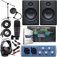 PreSonus AudioBox 96 Audio Interface (May Vary Blue or Black) Full Studio Bundle with Studio One Artist Software Pack with Eris 4.5 BT Pair Studio Bluetooth Monitors and 1/4” Instr
