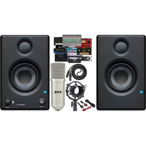  PreSonus Pair of Eris E3.5 BT 3.5 2-Way 25W Studio Bluetooth Monitors with with Studio One Prime DAW Studio Magic and Plug-in Suite Software Pack and Professional Condenser Recordi