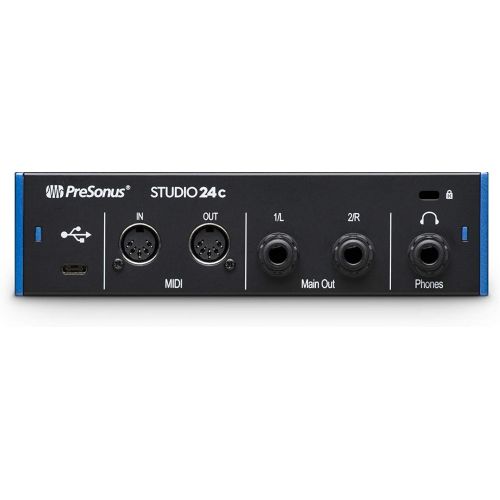  PreSonus Studio 24c 2x2 USB Type-C Audio/MIDI Interface and Studio One Artist Software kit with Condenser Microphone Shockmount, and XLR Cable