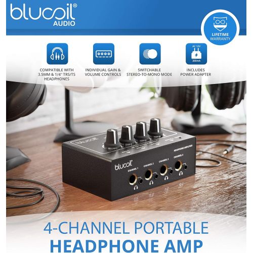  PreSonus AudioBox USB 96 25th Anniversary Edition Audio Interface Bundle with Blucoil 4-Channel Headphone Amplifier, Samson 2x R21S Dynamic Microphones, 2x SR350 Headphones, and US