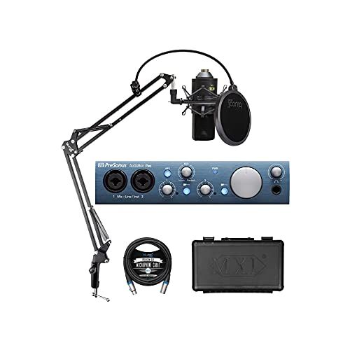  PreSonus AudioBox iTwo 2x2 USB/iOS Audio Interface for Windows, iOS Bundle with Studio One Artist, MXL 770 Cardioid Condenser Microphone, Blucoil Boom Arm Plus Pop Filter and 10-FT