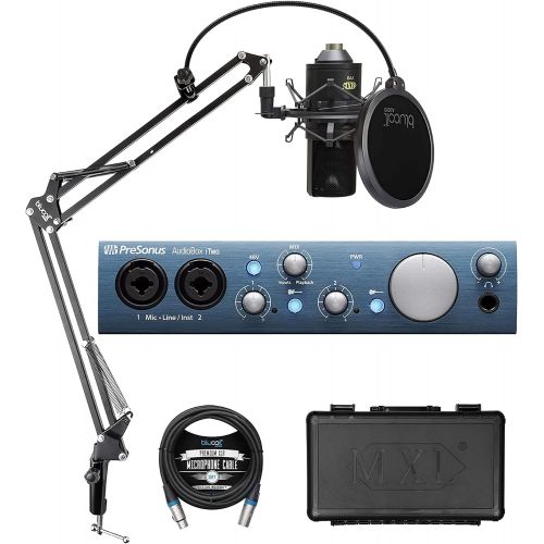  PreSonus AudioBox iTwo 2x2 USB/iOS Audio Interface for Windows, iOS Bundle with Studio One Artist, MXL 770 Cardioid Condenser Microphone, Blucoil Boom Arm Plus Pop Filter and 10-FT