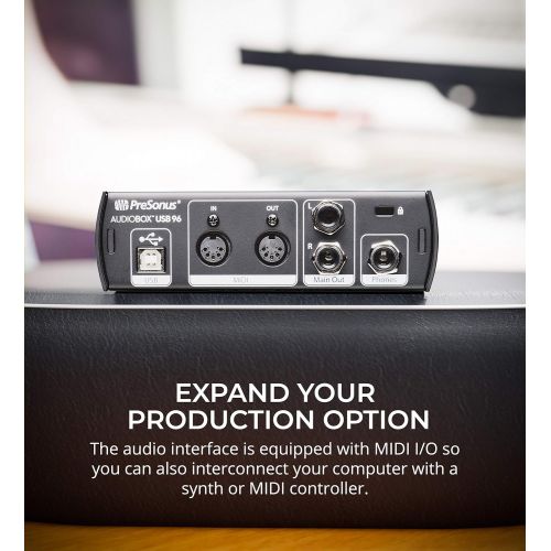  PreSonus AudioBox USB 96 Audio Interface 25th Anniversary Edition for Mac and Windows Bundle with Audio Technica AT2020 Condenser Microphone, Blucoil 10 XLR Cable, Pop Filter, and