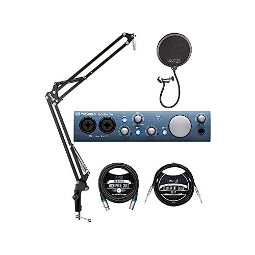  PreSonus AudioBox iTwo 2x2 USB/iOS Audio Interface for Windows, iOS Bundle with Studio One Artist, Blucoil Boom Arm Plus Pop Filter, 10-FT Balanced XLR Cable, and 10 Straight Instr