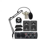 PreSonus AudioBox USB 96 25th Anniversary Audio Interface Bundle with MXL 990 Microphone (Champagne), MediaOne M30 Monitors, Blucoil Boom Arm Plus Pop Filter, 2x Isolation Pads, an