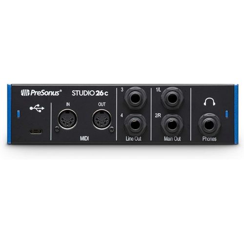  PreSonus Studio 26c 2x4,192 kHz USB Audio/MIDI Interface with Studio One 5 Artist Software Pack with CR3-X Pair Studio Monitors and 1/4” Instrument Cables