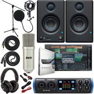 PreSonus Studio 24c 2x2 USB Type-C Audio/MIDI Interface with Eris 4.5 BT Pair Studio Bluetooth Monitors, Studio Microphone and LyxPro Recording Bundle