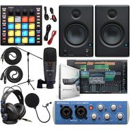 PreSonus AudioBox 96 Audio Interface (May Vary Blue or Black) Full Studio Bundle with Studio One Artist Software Pack, ATOM MIDI / Production Pad Controller, Eris E3 Pair Monitors