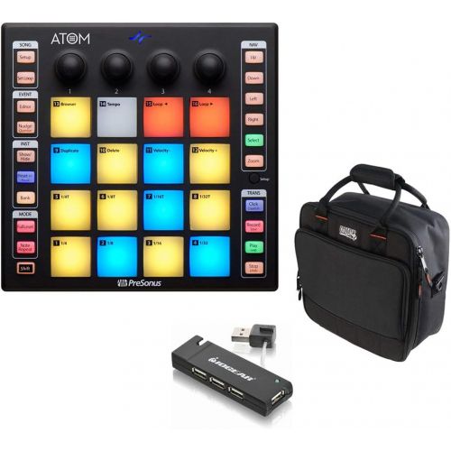  PreSonus ATOM Production and Performance Pad Controller Bundle with G-MIXERBAG-1212 Mixer Bag & 4-Port USB Hub