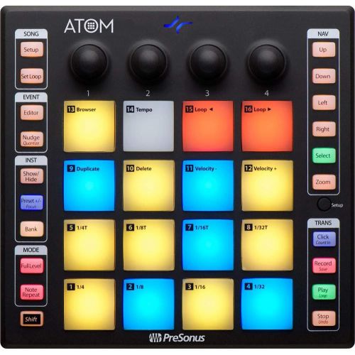  PreSonus ATOM Production and Performance Pad Controller Bundle with G-MIXERBAG-1212 Mixer Bag & 4-Port USB Hub