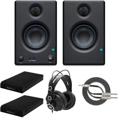  Presonus Eris-E3.5 Studio Monitors (Pair) with Full-Sized Headphones, Isolation Pads and Breakout Cable