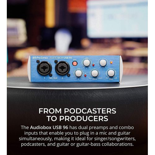  PreSonus AudioBox USB 96 2x2 USB Audio Interface for Mac and Windows Bundle with Studio One Artist Download, MXL 990 Condenser Microphone, Blucoil Boom Arm Plus Pop Filter and 10-F