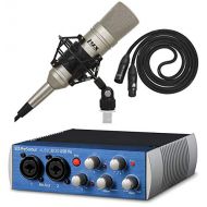 Presonus AudioBox 96 Audio Interface Studio Bundle with Studio One Artist Software Pack, Cardioid Condenser Studio Microphone, Shockmount, XLR Cable, Foam Wind Screen for Professio