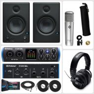 PreSonus Studio 24c 2x2 USB Type-C Audio/MIDI Interface with Studio One Artist Software Pack w/Eris 3.5 Pair Studio Monitors and PreSonus PD-70 Vocal Dynamic Microphone with XLR Ca