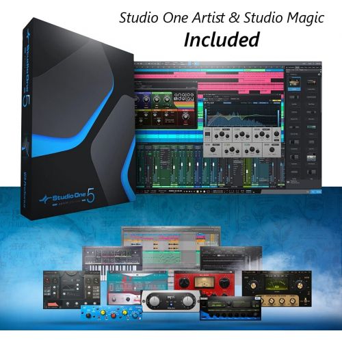  PreSonus Studio 24c 2x2 USB Type-C Audio/MIDI Interface with Studio One Artist Software Pack w/Eris 3.5 Pair Studio Monitors and PreSonus PD-70 Vocal Dynamic Microphone with XLR Ca