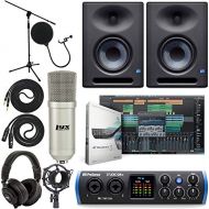 PreSonus Studio 24c 2x2 USB Type-C Audio/MIDI Interface with Eris E5 XT Pair 2-Way Studio Monitors with EBM Wave Guide Design and 1/4” Instrument Cable