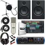 PreSonus Studio 24c 2x2 USB Type-C Audio/MIDI Interface w/Eris 3.5 Pair Studio Monitors, Studio Microphone and LyxPro Recording Bundle
