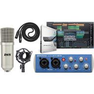 Presonus AudioBox 96 Audio USB 2.0 Recording Interface and Studio One Artist Software kit with Condenser Microphone Shockmount, and XLR Cable (Interface Color May Vary in Blue or B